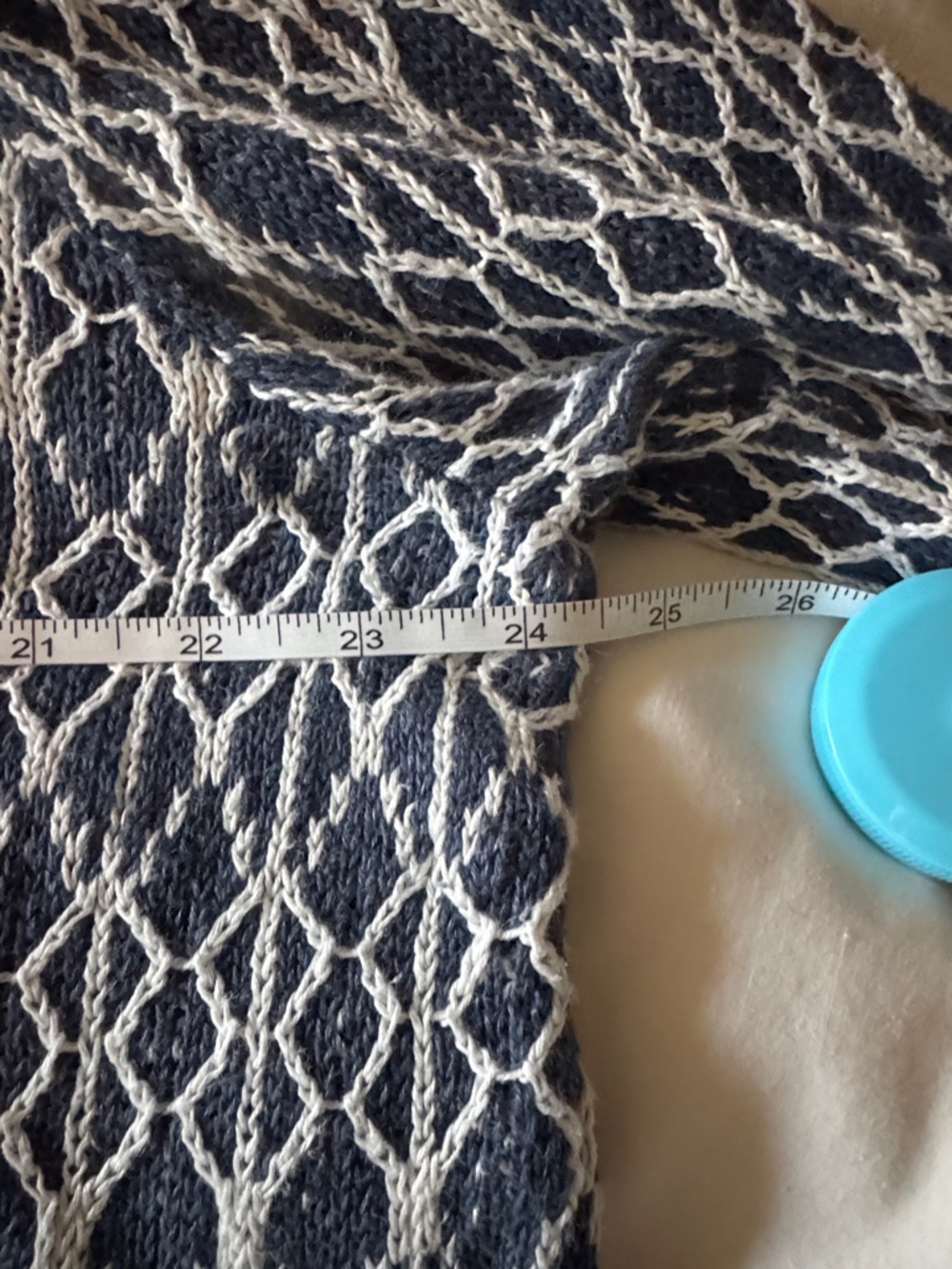 LOFT Navy and Cream Linen Sweatet - Picture 8 of 9